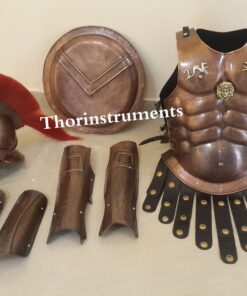 THOR INSTRUMENTS Medieval King Spartan Copper 300 Helmet W/RED Plume Muscle Jacket Leg ARM Guards Rustic Vintage Home Decor Gifts 11 91J5z7Y2KRL
