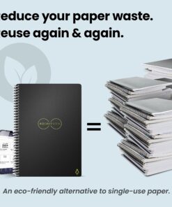 Rocketbook Core Reusable Smart Notebook | Innovative, Eco-Friendly, Digitally Connected Notebook with Cloud Sharing Capabilities | Dotted, 6" x 8.8", 36 Pg, Infinity Black, with Pen, Cloth, and App Included 1 Inifinity Black Executive 28 91J8NshGIL