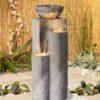Bowl and Pillar Zen Modern Outdoor Floor Water Fountain 34 1/2" High with LED Light Cascading for Garden Patio Backyard Deck Home Lawn Porch House Relaxation Exterior Balcony - John Timberland 27 91J8cf2eeCL