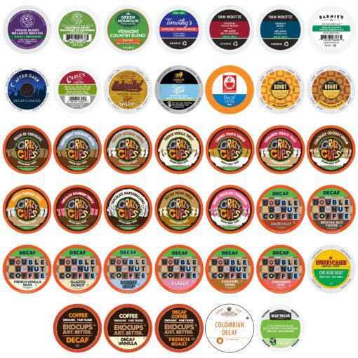 Perfect Samplers Single Serve & Decaf K Cups Variety Pack, Unflavored & Flavored Decaf Coffee Pods, Decaffeinated Coffee for Keurig K Cups Machines, Hot or Iced Coffee, 40 Count