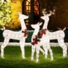 Shintenchi 3-Piece LED Lighted Christmas Deer Outdoor Yard Decorations, 3D Super Large Christmas Reindeer Decor, Outdoor Lighted Holiday Deer with 360 LED Displays for Front Yards Garden Lawn Patio 3-piece Deer 17 91JCqgAZ JL