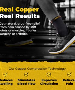 CopperJoint Arch Support for Plantar Fasciitis Relief - Ankle Compression Sleeve for Foot Pain Relief and Achilles Tendon Support - Breathable Copper Infused Nylon (Medium) Medium 25 91JJ74W8XL