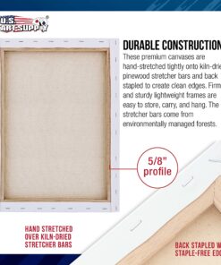 U.S. Art Supply 11 x 14 inch Stretched Canvas Super Value 7-Pack - Triple Primed Professional Artist Quality White Blank 5/8" Profile, 100% Cotton, Heavy-Weight Gesso - Acrylic Pouring, Oil Painting 11" x 14" 13 91JKKwa5RdL