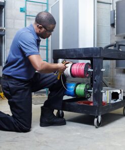 Rubbermaid Commercial Products 2-Shelf Utility/Service Cart, Medium, Lipped Shelves, Ergonomic Handle, 500 Lbs Capacity, for Warehouse/Garage/Cleaning/Manufacturing (FG452088BlA) Black 43 91JKzNBP9L