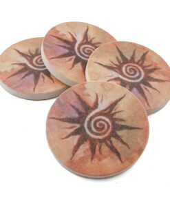 Alternative view of Thirstystone Spiral Sun Natural Sandstone Coaster 4 Pack Eco-Friendly, Absorbent, Easily Wipes Clean