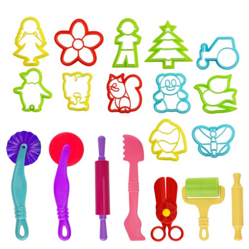 Kare & Kind® Set of 19pcs Smart Dough Tools Kit with Models and Molds (Animals, Flowers, Tractor, People)