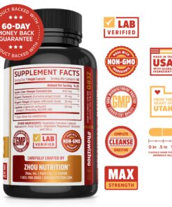 Zhou Nutrition Cider Detox Apple Cider Vinegar Capsules with Ginger, Turmeric & Cayenne, Max Strength Thermogenic Formula for Improved Digestion, Detox, Heart Health 8 91JPYFNj4BL 1