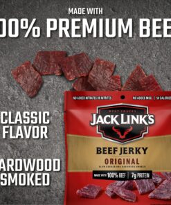 Jack Link's Beef Jerky, Original - Flavorful Meat Snack for Lunches, Ready to Eat - 7g of Protein, Made with Premium Beef - 0.625 Oz Bags (Pack of 5) 0.625 Ounce (Pack of 5) 23 91JTdjS9VS