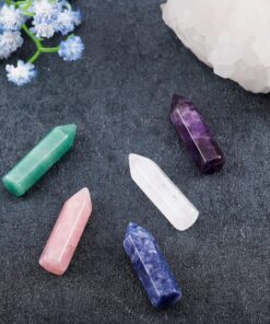 CrystalTears 5pcs Healing Crystal Single Point Wand Natural Gemstone Polished Tumbled Stone Decor-35mm 5pcs-35mm 9 91JUP9iFucS