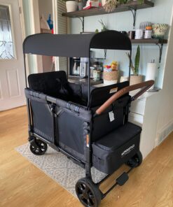 WONDERFOLD W4 Original Quad Stroller Wagon Featuring 4 High Face-to-Face Seats with 5-Point Harnesses, Easy Access Front Zipper Door, and Removable UV-Protection Canopy, Black W4_Original 50 91JWiN6hBWL