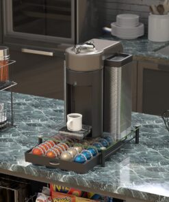 DecoBrothers Crystal Tempered Glass Vertuo Pod Holder Drawer, 24 Large or 48 Small Nespresso Capsule Organizer 48 pcs Capacity Black 25 91JdWBOS9zL