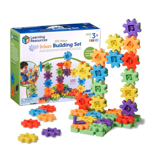 Learning Resources Gears! Gears! Gears! 100-Piece Deluxe Building Set - Ages 3+, Preschool Building Sets, Gears Toys for Kids, STEM Toys for Toddlers, Construction Toy Set, Kids Building Toy 100 Piece Set Gears!