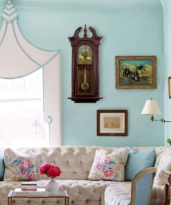 Bedford Clock Collection Grand Antique Colonial Chiming Wall Clock with Roman Numerals in a Cherry Oak Finish, 38" L 17 91JhAF GzkL