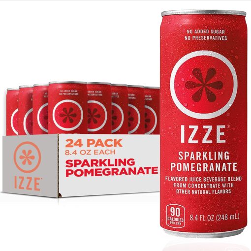 IZZE Sparkling Juice, Pomegranate, No Added Sugars, No Preservatives, Non-GMO, 8.4 Fl Oz Can (Pack of 24) 8.4 Fl Oz (Pack of 24)