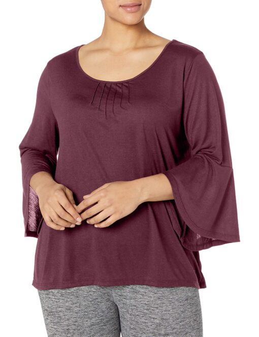 JUST MY SIZE Women's Plus Size Pintuck Top 20 Plum Port