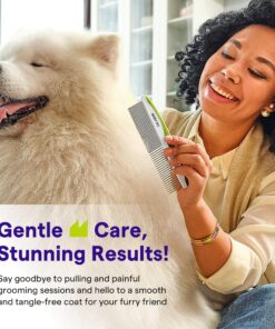Dog Comb for Removes Tangles and Knots - Cat Comb for Removing Matted Fur - Grooming Tool with Stainless Steel Teeth and Non-Slip Grip Handle - Best Pet Hair Comb for Home Grooming Kit - Ebook Guide 25 91JwhUOHERL