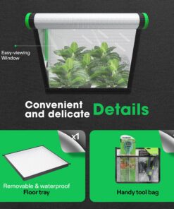 VIVOSUN S558 5x5 Grow Tent, 60"x60"x80" High Reflective Mylar with Observation Window and Floor Tray for Hydroponics Indoor Plant for VSF6450 60"x60"x80" Black 39 91JxPCJMLAL 3