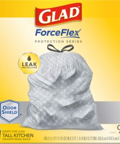 Glad Tall Kitchen Protection Series Drawstring Trash Bags -13 Gallon Grey Trash Bag - 90 Count 90 Count (Pack of 1) 44 91JxenfJFmL