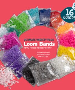 Loom Rubber Bands 4800 pc Refill Kit w 16 Unique Rainbow Colors (300 of Each) & 200 Clips - Works w All Rubber Band Jewelry Looms - DIY Gift for Girls Boys & Bracelet Making Craft for Kids and Camps 13 91K0JwmMT6L