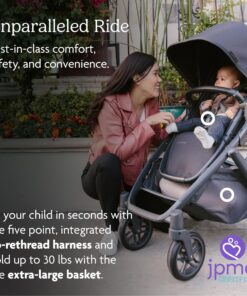 UPPAbaby Vista V2 Stroller|Convertible Single-To-Double Stroller System|Bassinet, Toddler Seat, Bug Shield, Rain Shield, and Storage Bag Included|Greyson (Charcoal Mélange/Carbon Frame/Saddle Leather) Greyson 9 91K4rZzQYJL