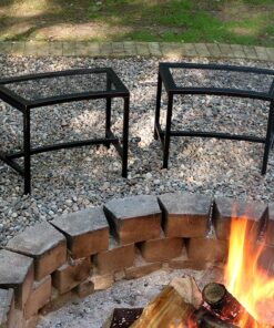 Sunnydaze Outdoor Curved Powder-Coated Black Metal Mesh Fire Pit Bench - Backless - Set of 2 12 91K5qtNn0OL