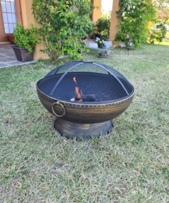Sunnydaze 30-Inch Fire Pit Bowl with Spark Screen, Fireplace Poker, and Metal Grate - Black High-Temperature Paint Finish 33 91K6dbZuxVL