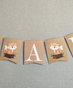 Woodland Creatures ITS A BOY Banner for Baby Shower + Fox, Raccoon, Rabbit, Bear, Squirrel and Porcupine/Animals Themed Decorations Fall Autumn Thanksgiving Banner Decoration 14 91KBiNqyOjL