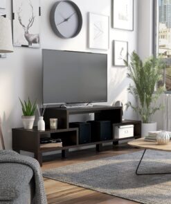 Furniture of America Everette Modern 3 Open Shelves TV Console/Stand with Wooden Legs, 60", Cappuccino 12 91KCHnRsM6L