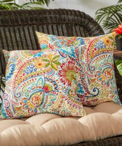 Greendale Home Fashions 17" Outdoor Accent Pillows in Painted Paisley (Set of 2), Jamboree 15 91KIL4ebTvL