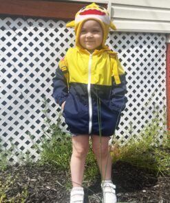 Arshiner Boys Girls Hooded Rain Jackets Waterproof Rain coats Packable Windbreaker for Kids Lightweight Jackets 6-7 Years Yellow/Navy 17 91KIOfFjGQL