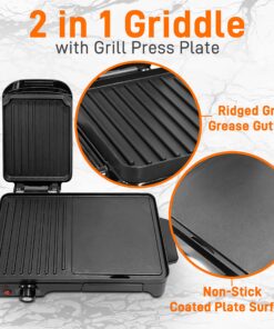 NutriChef Electric Griddle - Dual Hot Plate Cooktop Crepe Maker with Press Grill, Nonstick Coating, Rotary Temperature Control, Plug-in Operation & Oil Tray for Kitchen & Countertop (PKGRIL43) 9 91KWE5kCMML