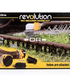 Camco 39625 Revolution 20' Sewer Hose Kit with 360 Degree Swivel Fittings and 4-in1 Elbow Adapter, Ready To Use Kit with Hose and Adapter Standard Packaging 21 91Kmb2IEEsL