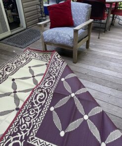 Stylish Camping 119125 9-feet by 12-feet Reversible Mat, Plastic Straw Rug, Large Floor Mat for Outdoors, RV, Patio, Backyard, Picnic, Beach, Camping (Burgundy/Beige) 9x12 Burgundy/Beige 22 91Ktvh0XYRL