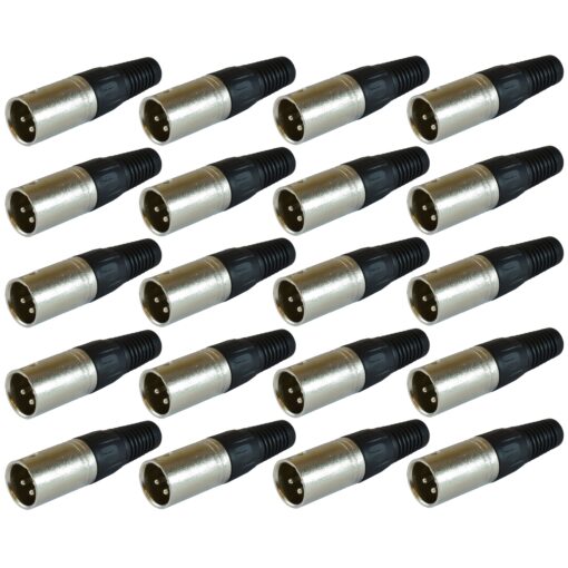 GLS Audio XLR Male Plugs Connectors XLR-M Plug - 20 Pack