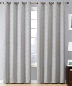 Alternative view of HLC.me Redmont Lattice Pattern Thermal Insulated Energy Efficient Room Darkening Privacy Blackout Grommet Curtain Panels for Bedroom - Light Blocking - Set of 2 Panels (52 x 84 Inch Long, Light Grey) 52 W x 84 L