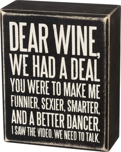 Primitives by Kathy 27179 Box Sign, 4" x 5", Dear Wine…