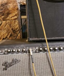 GLS Audio Instrument Cable - Amp Cord for Bass & Electric Guitar - Straight to Right Angle 1/4 Inch Instrument Cable - Brown/Yellow Braided Tweed, 6ft 6 Ft. Right-Angle Gold 34 91L2K2bjE1L 1