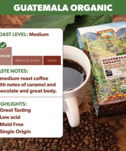 Java Planet Low Acid Coffee, Organic Guatemala Single Origin: Whole Bean Medium Roast - Smooth Full Flavored Coffee Bean, Smithsonian Bird Friendly, Two 1LB Bags 1 Pound (Pack of 2) 23 91L2aSIqjUL 1