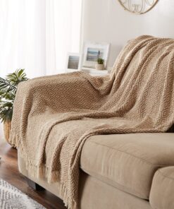 DII Rustic Farmhouse Double Diamond Woven Throw, 50x60, Stone 22 91L47rvdbXL