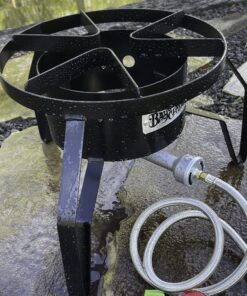 Bayou Classic SP10 High-Pressure Cooker - 14-in Single Propane Burner for Outdoor Cooking, Outdoor Stove - Crawfish Boiler, Home Brewing Burner, Maple Syrup Prep. Fits Large Boiling Pots and Fryers - Seafood Boil Pot. 25 91LC2F GfRL