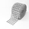 Diamond Flower Shape Mesh Wrap Roll Faux Rhinestone Crystal Ribbon 4" x 10 Yards (30 ft) … (Silver) Silver 25 91LCCOhEEFS