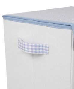 BirdRock Home Baby Clothes Hamper with Lid - Folding Cloth Hamper with Handles - Dirty Clothes Sorter Bin - Easy Storage - Collapsible - Blue and White Blue & White 12 91LFYNAmtL