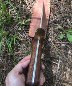 SZCO Supplies 15” Classic Wood Handle Carbon Steel Bowie Blade Outdoor Survival Knife,Brown/Brass 76 91LVUeBCeL