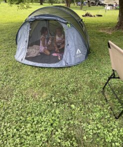 4 Person Easy Pop Up Tent Waterproof Automatic Setup 2 Doors-Instant Family Tents for Camping Hiking & Traveling Green & Grey 110*78*51'' 35 91LWqyDMmNL