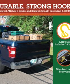 Alternative view of Grizzly Gear Automotive Large Bungee Cargo Net w 16 Durable Hooks - 7" Mesh Elastic Stretches to 7.5' x 5' - Compatible w All Pickup Truck Beds & Trailers - Heavy Duty, Weatherproof -Storage Made Easy Black