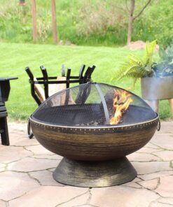 Sunnydaze 30-Inch Fire Pit Bowl with Spark Screen, Fireplace Poker, and Metal Grate - Black High-Temperature Paint Finish 21 91LY2FIXi3L