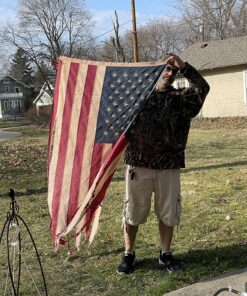 ANLEY Vintage Style Tea Stained American US Flag 3x5 Foot Nylon - Embroidered Stars and Sewn Stripes - 4 Rows of Lock Stitching - Antiqued USA Banner Flags with Brass Grommets 3 X 5 Ft 29 91LZb pBLOL