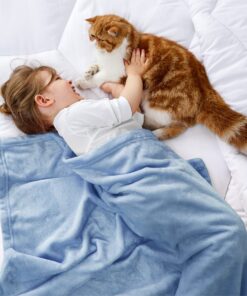 Alternative view of Bedsure Kids Blanket for Girls and Boys - Soft Cozy Throw Blankets for Kids Bed, Cute Small Travel Blanket, 43x55 Inches, Washed Blue Kids (43" x 55")