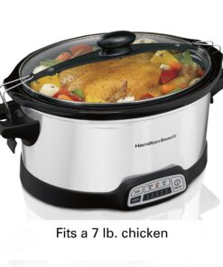 Hamilton Beach Programmable Slow Cooker, 7 quart with Clip-Tight Sealed Lid, Stainless Steel (33476), Silver 18 91Lcd5EwNkL