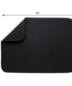 Envision Home Dish Drying Mat for Kitchen, Absorbent, Reversible Microfiber Dish Mat, 18 Inch x 24 Inch, Black 432801 X-Large 22 91LdKD oFRL